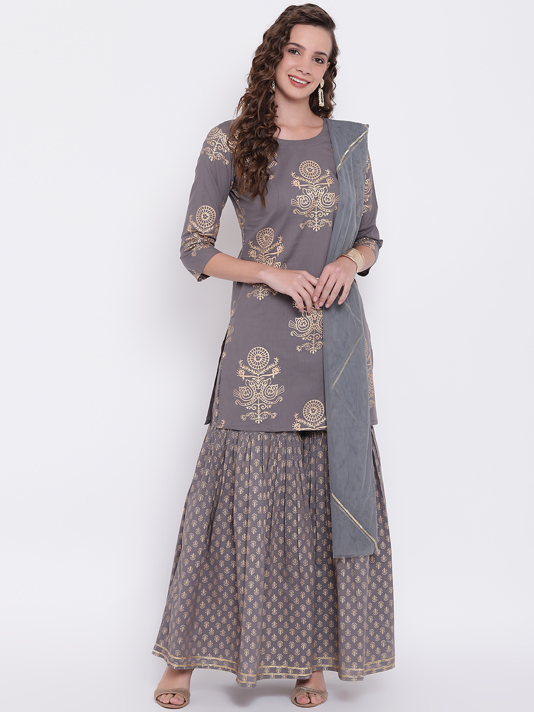 Printed Women Party Wear Long Cotton Gown Dresses Wholesale Manufacturer,  3/4th Sleeves at Rs 350 in Mumbai