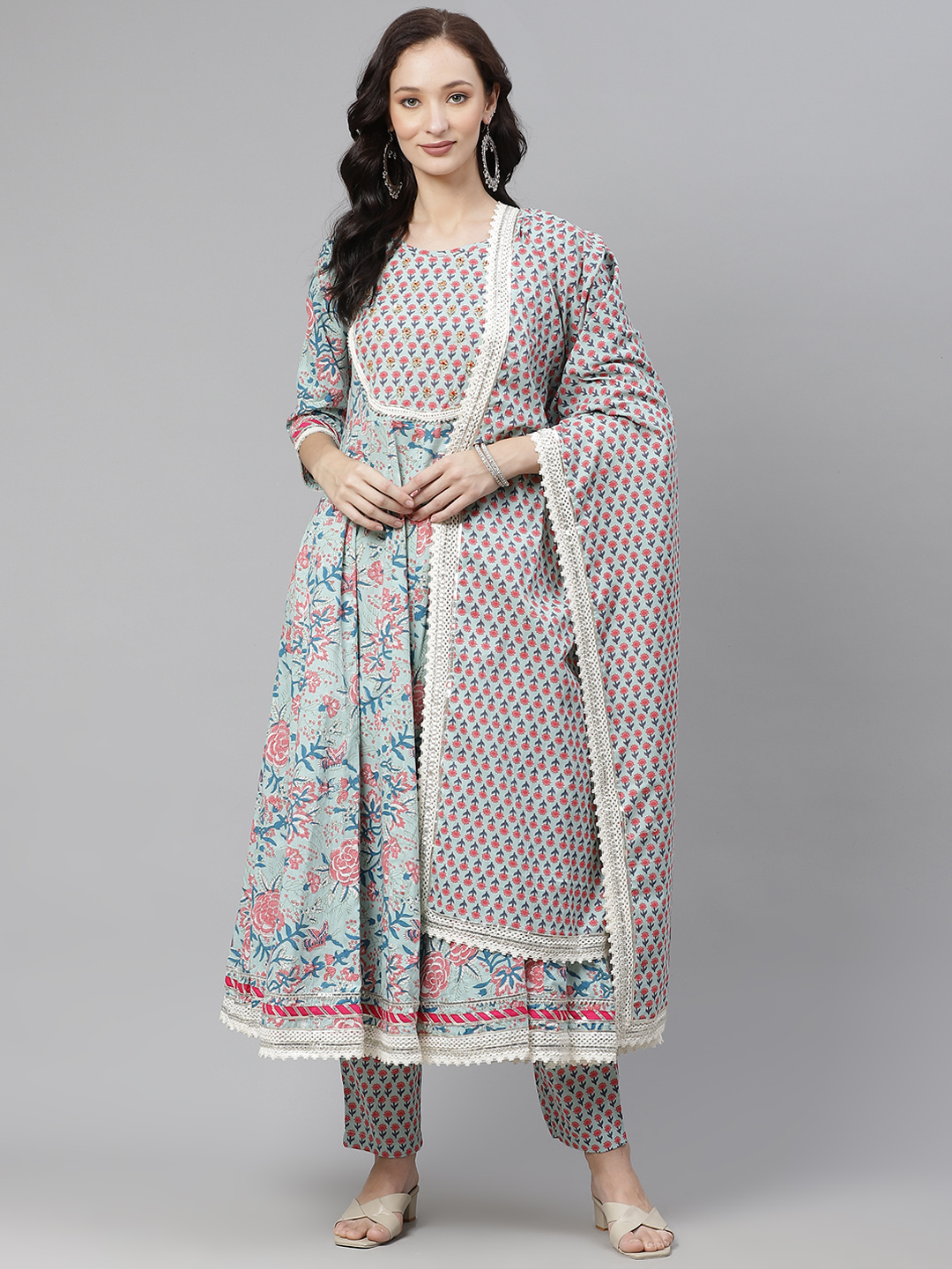 Block Print Afghani Style Suit - Urbanchic Online Fashion Store